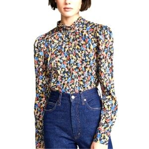 Sz 4 Veronica Beard Floral Silk Blouse